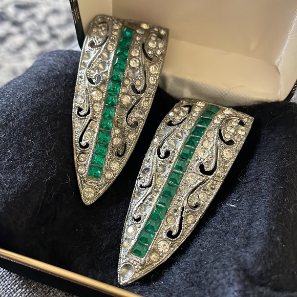 French Art Deco Dress Clips | Gadelles Vintage Vintage Art Deco French Paste Dress Clip